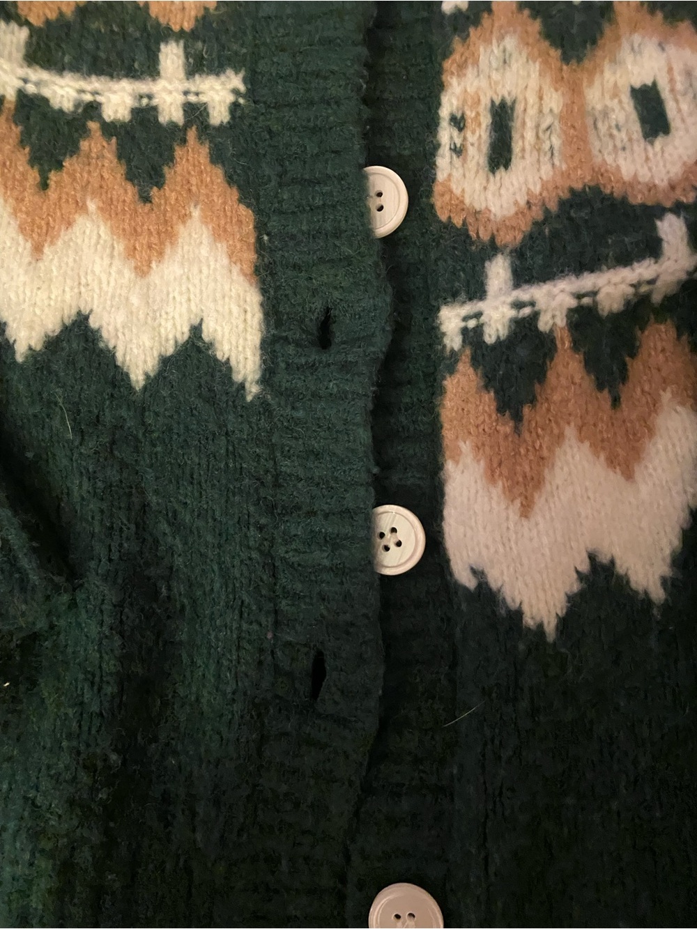 Favorite Daughter "The Snowed In Cardigan" in Green Fair Isle, Size Medium - Picture 9 of 13